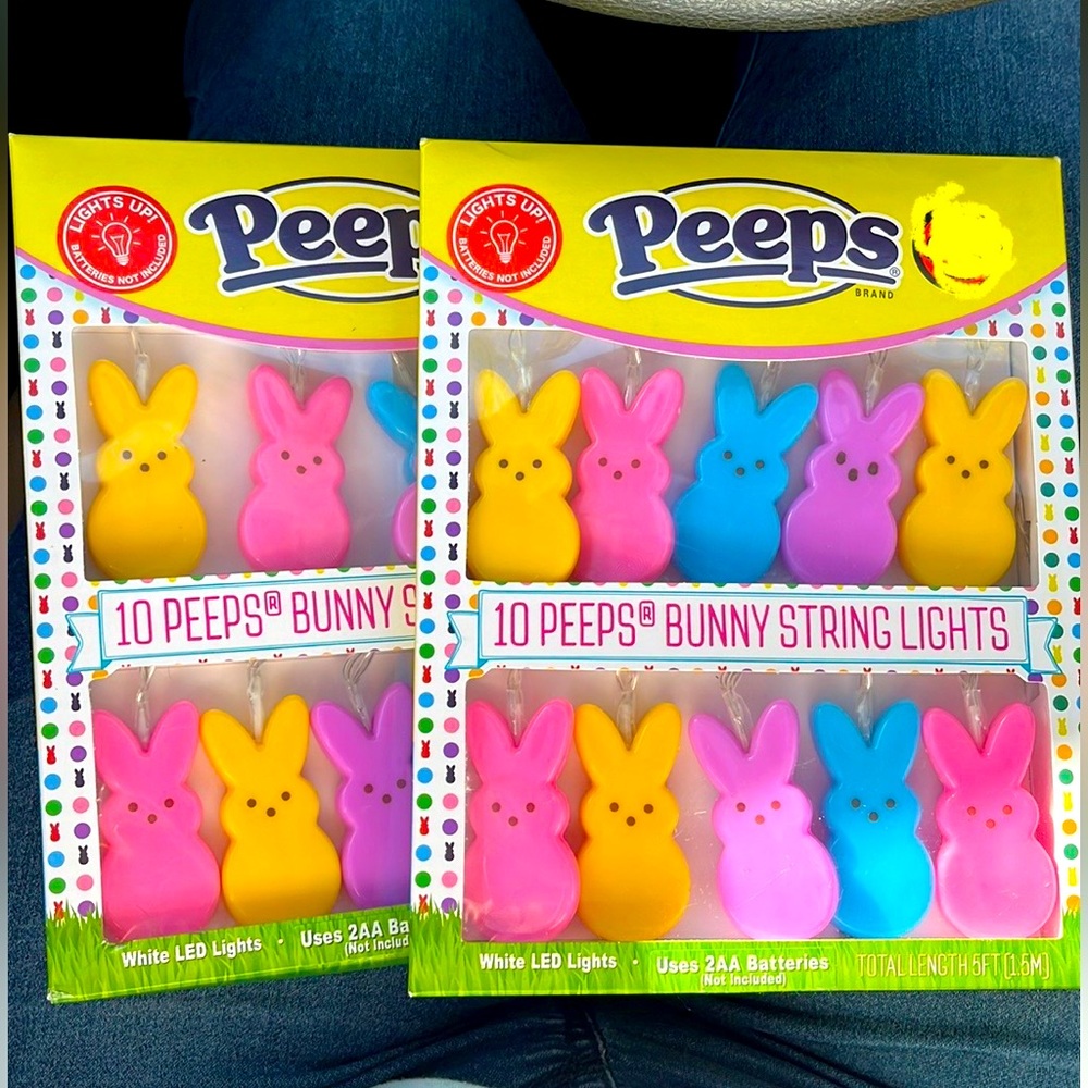 NEW IN BOX! Peeps Bunny String Lights- 10 lights per string, Set of 2